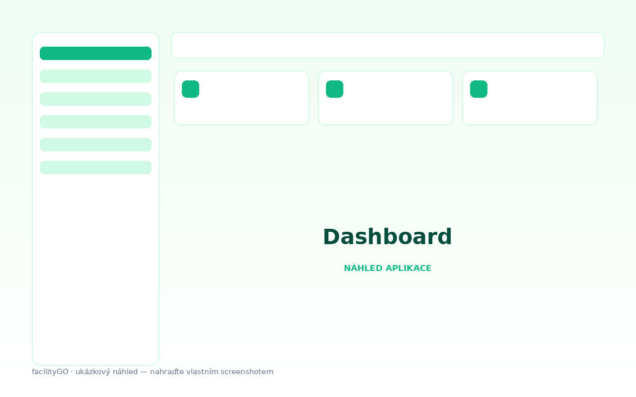 Přehledový dashboard facilityGO — domy, nájemníci a finance na jednom místě